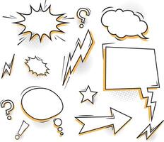 Blank comic bubbles and elements. Comic effect shape with pop art style. Speech bubble for comic text isolated background vector