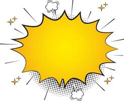 Comic book explosion effect. Yellow burst speech bubble. Cartoon effects explosion design element vector