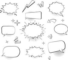Blank comic bubbles and elements. Set of speech bubbles. Comic effect shape with pop art style vector