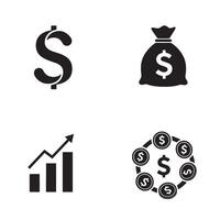 Streamlined dollar business company logo symbol silhouette illustration 4 set design made for efficient branding systems in finance marketing and savings management vector