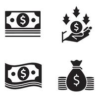Dollar taka silhouette illustration 4 set design suitable for economic branding digital finance platforms global transactions and savings goal illustrations for web and mobile vector
