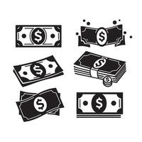 Dollar taka silhouette illustration 4 set design showing currency exchange symbols for business web design financial planner global economy and fintech presentation use vector
