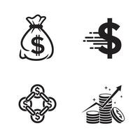 Minimal dollar business company logo symbol silhouette illustration 4 set design used for business platforms mobile banking tools and financial planning software design vector