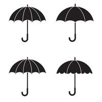 Modern umbrella silhouette illustration 4 set design with clean graphic style ideal for weather symbol design black icons protection graphics and monsoorain n season artwork vector