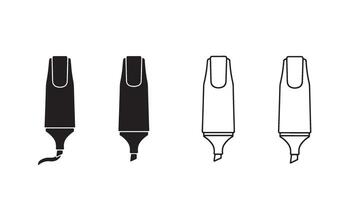 Unique highlighter tip pen logo illustration set in minimal silhouette design for brand pack vector