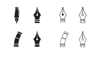 Pen and quill signature logo identity set designed in clean line art for literature theme business vector