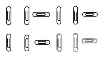 Paperclip silhouette and out line art logo symbol illustration 4 set design perfect for office branding stationery themes paper tools identity icons and document clip graphics vector
