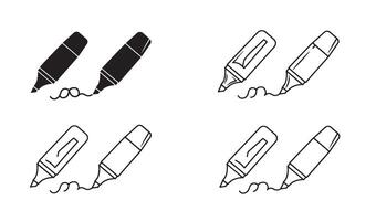 Highlighter drawing pen logo pack in minimalist silhouette style perfect for creative business vector