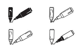 Hand drawn highlighter logo set silhouette style perfect for stationery branding collection vector