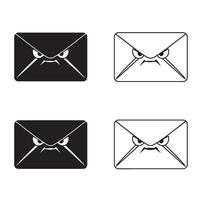 Funny emoji angry and funny Envelope silhouette and out line art illustration 4 set design perfect for mail art comic icons quirky branding and character design vector