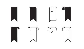 Classic bookmark logo pack designed in clean line art for literature publishing and book themes vector