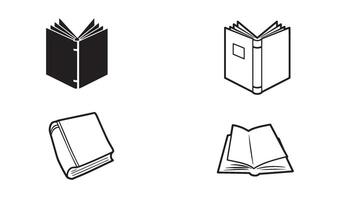 Reading logo symbol set with open book in line art illustration for knowledge and branding vector