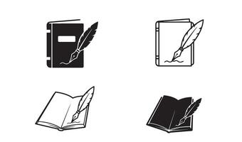 Modern line art logo set with notebook pen and signature quill symbol for professional identity vector