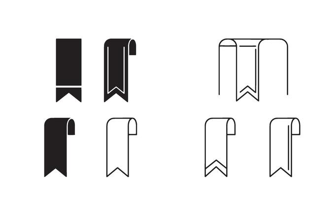 Elegant bookmark logo pack with fine silhouette illustration for reading accessories and design