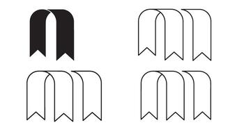Minimal bookmark logo set with outline symbol for publishing company and branding pack vector