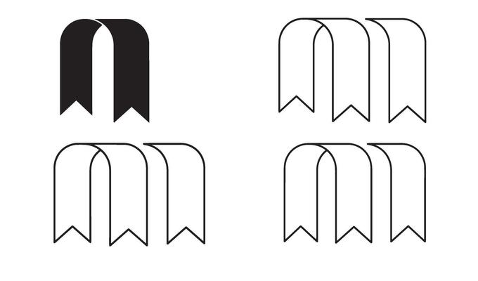 Minimal bookmark logo set with outline symbol for publishing company and branding pack