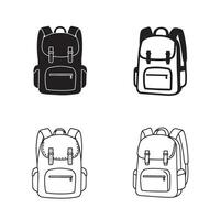 School bag set illustration in line art style for classroom project branding and academic logos vector