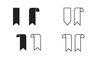 Bookmark paper tab logo set designed in fine line art for readers branding and education use vector