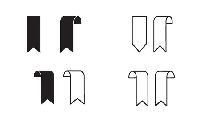 Bookmark paper tab logo set designed in fine line art for readers branding and education use