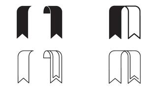 Classic bookmark design logo set in outline illustration perfect for reading and branding project vector