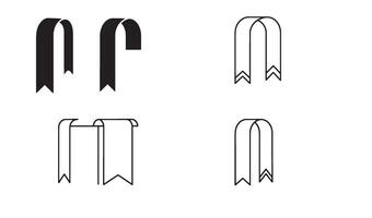 Bookmark and page tab logo symbol set in line art illustration for elegant reading brand design vector