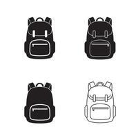 Student backpack and school bag icon set in clean line art for learning and classroom identity vector