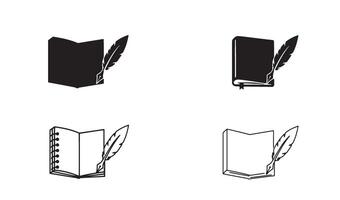 Signature logo pack with notebook pen and quill set in line art for writers and creatives vector