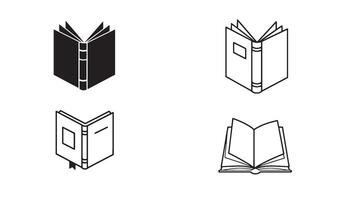 Open book logo symbol set in clean silhouette for writer brand publishing and learning center vector