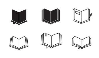 Silhouette book logo collection with elegant symbol set for education and publishing identity vector