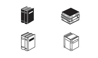 Reading theme book logo symbol set in silhouette illustration for library or writer branding vector