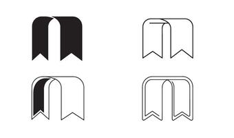 Silhouette bookmark symbol set for school reading education and library branding designs vector