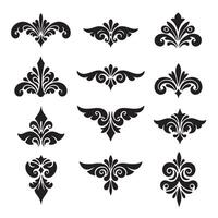 Swill ornament silhouette art bundle with decorative hand drawn elements for design vector