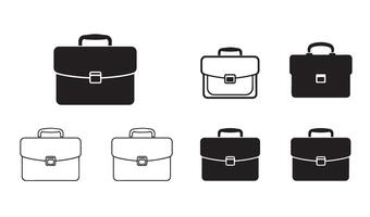 Office bag and briefcase silhouette set perfect for branding presentation and business identity vector
