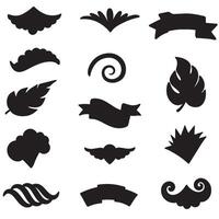 Artistic design bundle with swill ornament silhouette elements hand drawn for layout vector