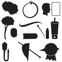 Silhouette set with swill ornaments and hand drawn decoration bundle for creative use vector