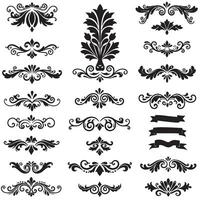 Creative bundle set with hand drawn silhouette swill decoration design elements vector
