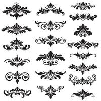 Flourish swill silhouette ornament set bundle of hand drawn elements for artwork vector