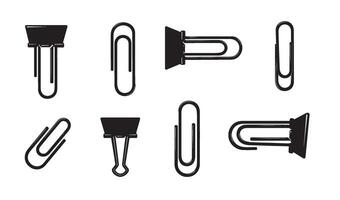 Modern Paperclip silhouette and out line art logo symbol illustration 4 set design ideal for minimalist office designs business branding paper organizer symbols and icon sets vector
