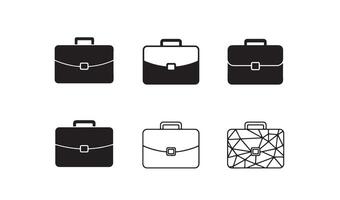 Minimal briefcase bag symbol set in silhouette style for elegant business and company branding vector