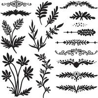 Elegant silhouette swill ornament set bundle for hand drawn decorative design vector