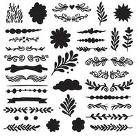 Artistic flourish bundle set of swill ornament silhouette elements for decoration vector