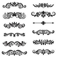 Swill ornament bundle in silhouette with decorative hand drawn design elements vector