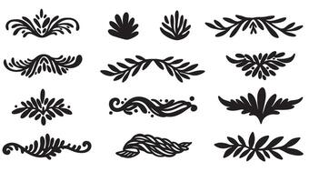 Botanical ornament bundle with flower and leaf silhouettes for print design and home decor vector