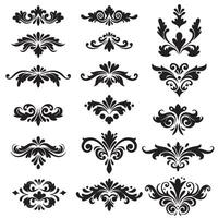 Hand drawn swill design element set in silhouette style for elegant compositions vector
