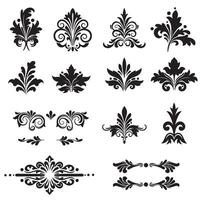 Hand drawn silhouette bundle of swill ornament design perfect for vintage graphics vector