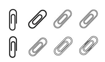 Elegant Paperclip silhouette and out line art logo symbol illustration 4 set design for educational design kits document handling systems and desktop paper visuals vector
