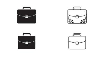 Elegant briefcase icon logo set with silhouette style for office branding and organization themes vector