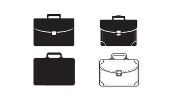 Briefcase and business bag icon set in clean line art ideal for corporate themes and logos vector