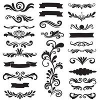 Hand drawn ornament bundle in swill style silhouette for formal design projects vector