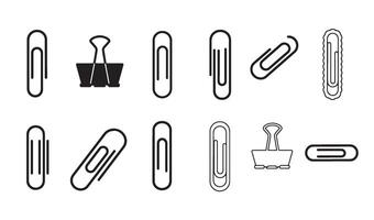 Functional Paperclip silhouette and out line art logo symbol illustration 4 set design suitable for school branding business presentations paperwork solutions and icon packs vector